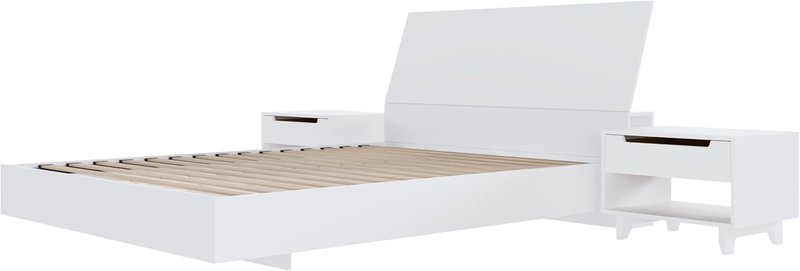 Nexera Porter 4-Piece Floating Platform Bedroom Set, White, Queen Queen White