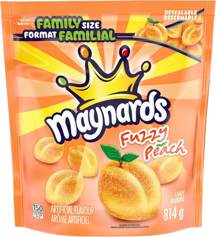 Maynards Fuzzy Peach Candy, Gummy Candy, Bulk Candy, Family Size, 814 g