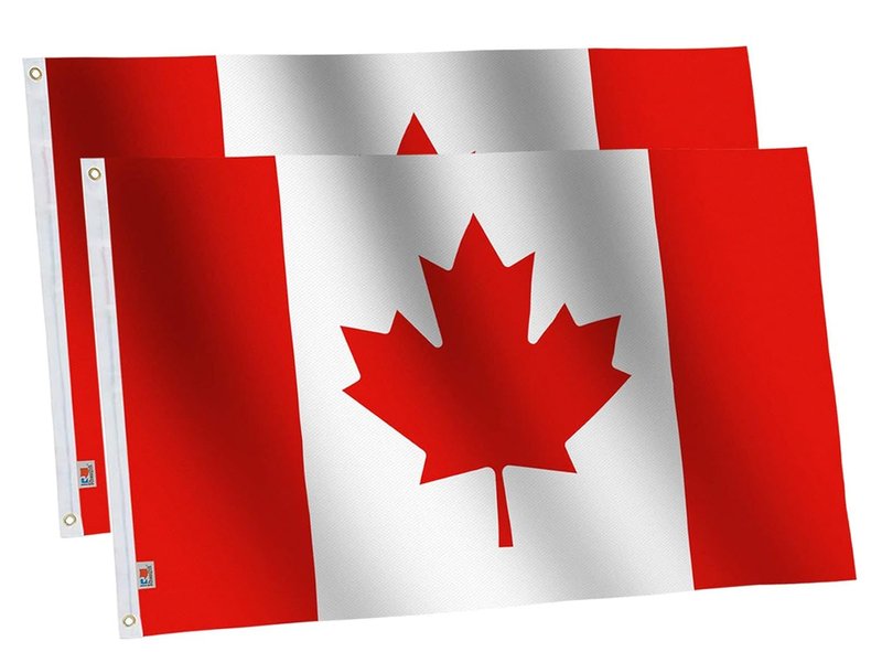 Rhungift 2 Pack Canada Flags 3x5Ft Outdoor Double Sided Breeze Vivid Color and UV Fade Resistant - Polyester Printed Maple Leaf Canadian Flag Brand Pride Banner Home Garden House Decoration