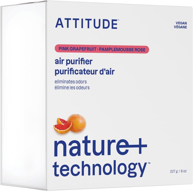 ATTITUDE Odor Eliminator with Activated Carbon, Plant-Based Air Purifier, Vegan, Made in Canada, Pink Grapefruit Scent, 227 grams Pink Grapefruit 227 g