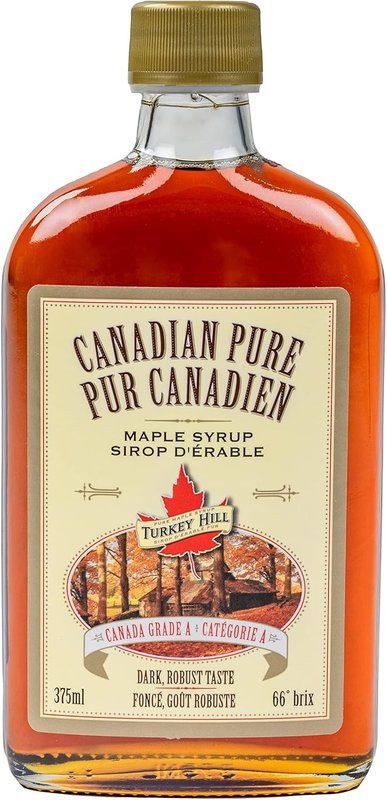 TURKEY HILL SUGARBUSH 100% Pure Canadian Premium Grade A Maple Syrup Glass Bottle, Flask Dark Robust, 375mL 375 ml.