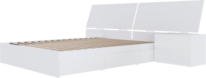 Nexera Oslo 3-Piece Reversible Storage Bedroom Set, White, Queen Queen White