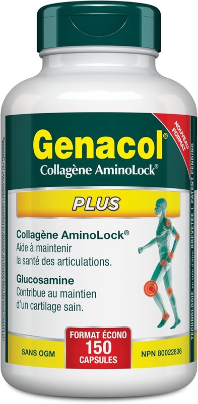 Genacol Plus – Glucosamine and Collagen Supplement with Ultra-Hydrolyzed Collagen Peptides, Eases Joint Pain, Maintains and Protects Cartilage, Value Pack, 150 Capsules (50-Day Supply) MADE IN CANADA 150 count (Pack of 1)