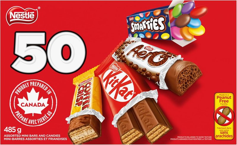 FAVOURITES KITKAT, AERO, SMARTIES & COFFEE CRISP Mini Bars & Candies, Peanut-free Snack, Individually Wrapped, Made in Peanut-free Facility, Prepared in Canada, 485 g