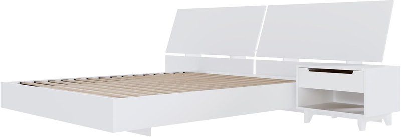 Nexera Oslo 3-Piece Floating Platform Bedroom Set, White, Queen Queen White