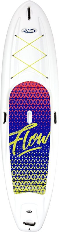 Pelican Flow 106 Hardshell Recreational Paddle Board - White - Durable - Ram-X™ Material - with a Bottom Fin for Paddling Lime