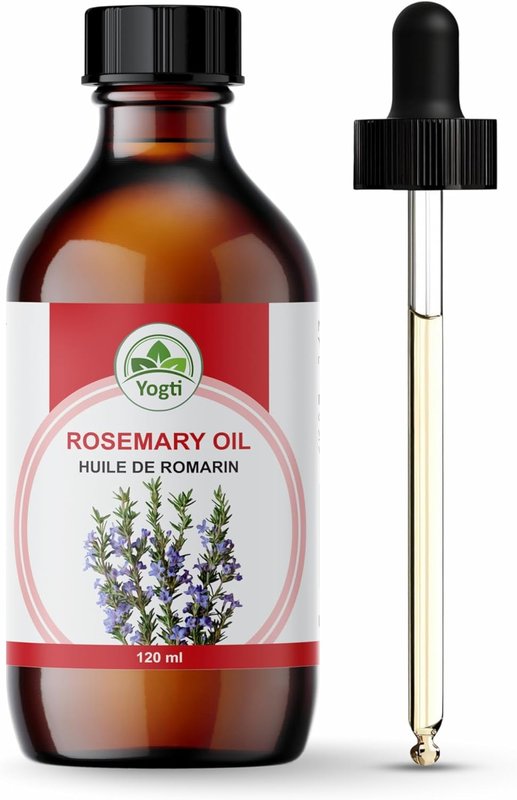 Yogti [Canadian Brand] Rosemary Essential Oil for Hairs - 120ml, 100% Pure and Natural - Premium Grade for Aromatherapy, Hair Care, Skin, Massage, Glass Amber Bottle with Dropper