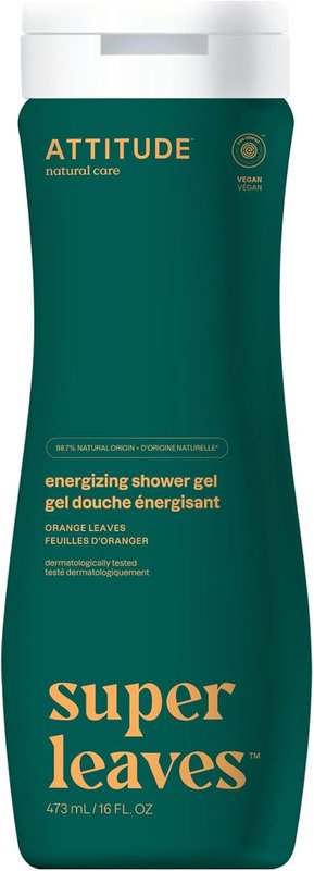 ATTITUDE Body Wash, Made in Canada, EWG Verified Shower Gel, Dermatologically Tested, Plant and Mineral-Based, Vegan Personal Care Products, Orange Leaves, 473 mL Orange 473 ml (Pack of 1)
