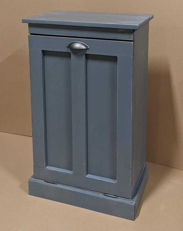 Tilt-Out Organizer Bin Cabinet Solid Wood incl. Plastic Liner for Baby Nursery/Laundry/Garbage/Recycling/Dog Food (Vintage Grey)