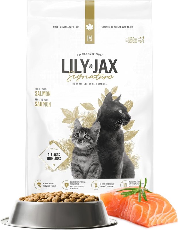 Dry Cat Food 1.6 kg - Salmon Recipe - No Corn or Soy - Protein Rich - Kitten Food - Adult Cat Food by Lily & Jax Salmon 1.6 kg (Pack of 1)
