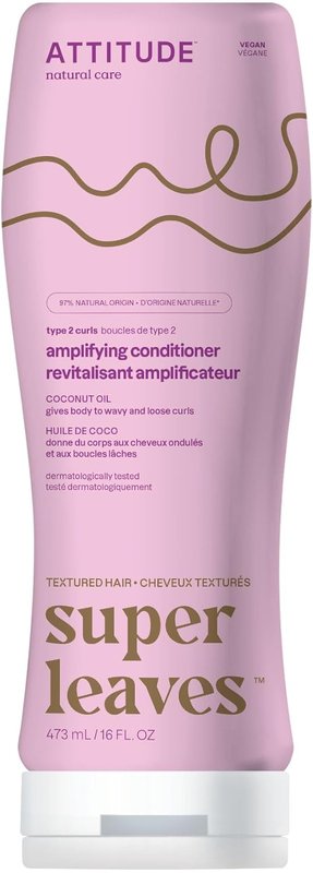 ATTITUDE Amplifying Conditioner for Curly Hair with Coconut Oil, Made in Canada, Vegan Detangler and Naturally Derived Ingredients, 2a, 2b, 2c Curl Type, Gives body to Curls, 473 mL Curl Amplifying 473 ml (Pack of 1)