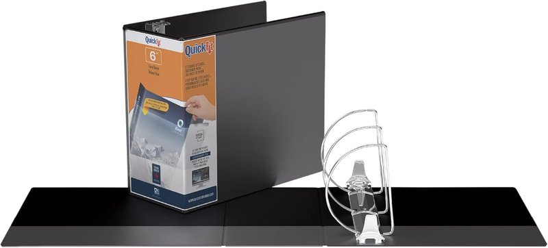 QuickFit View Binder, 3-Ring Binder for School or Office, D Ring, Black, Single, 6 Inch