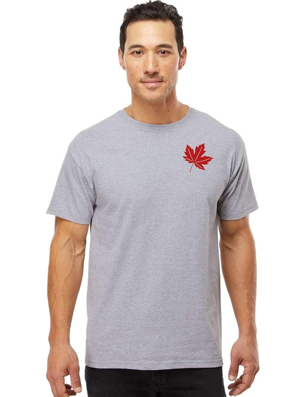 Mens Canada Shirt, Custom Handmade Canada Day Maple Leaf Shirt for Men L2 (3XL, T-Shirt, Grey) 3XL T-Shirt Grey