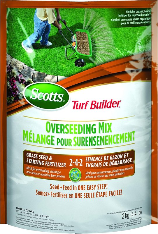 Scotts 12416 Turf Builder Overseeding Mix Grass Seed & Starting Fertilizer 2-4-2