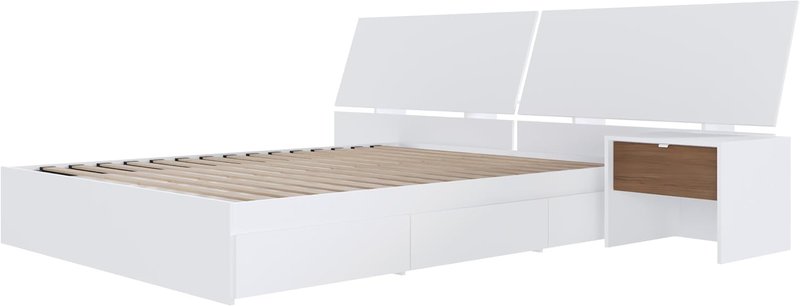 Nexera Oslo 3-Piece Reversible Storage Bedroom Set, White, Queen Queen White & Walnut