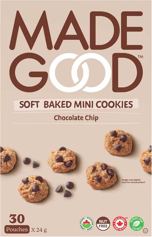 MadeGood Soft Baked Cookies, Chocolate Chip, 24g (30 Packs) Gluten Free Snacks