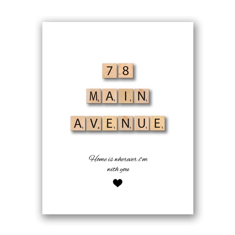 [SF Customizables] Personalized Scrabble Print Custom Home Address Housewarming Moving Tile Crossword Print Wall Art