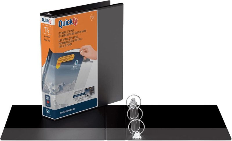 QuickFit Quick Fit Presentation Binder - 3" Binder Capacity - Letter - 8 1/2" x 11" Sheet Size - Round Ring Fastener - Internal Pocket(s) - Black - Recycled - 1 / Each 3-Inch Round Ring Black