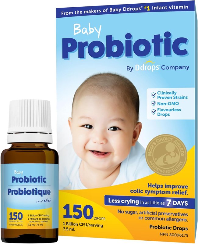 Baby Ddrops Probiotic 150 Drops - Colic Symptom Relief for Newborns and Infants - Easy-to-Use, No Sugar, Non-GMO, Allergy-friendly