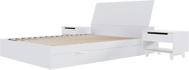 Nexera Porter 4-Piece Dual Storage Bedroom Set, White, Queen Queen White