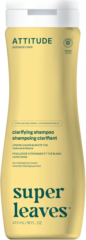 ATTITUDE Clarifying Shampoo, Made in Canada, EWG Verified, Plant- and Mineral-Based Ingredients, Vegan and Cruelty-free, Lemon Leaves and White Tea, 473 mL Clarifying 473 ml (Pack of 1)
