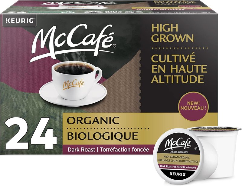 McCafe High Grown Organic K-Cup Coffee Pods, Dark Roast, 24 Count, Certified Organic, For Keurig Coffee Makers High Grown 24 count (Pack of 1) Pods