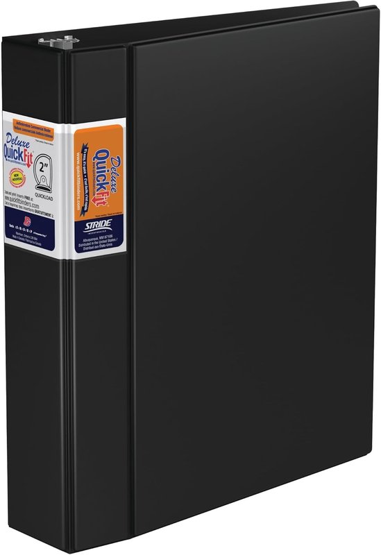QuickFit Deluxe Commercial Binder - 2" Binder Capacity - 8 1/2" x 11" Sheet Size - 450 Sheet Capacity - D-Ring Fastener - Internal Pocket(s) - Black - Recycled - 1 Each 2 Inch