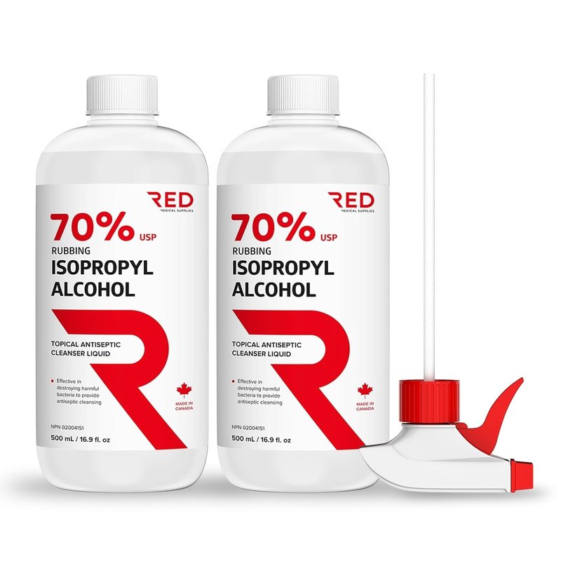 Isopropyl Rubbing Alcohol 70%, 500 mL - Pharmaceutical Grade, Surface & Screen Cleaner - 2 Bottles + Free Trigger Spray 2 Bottles + Spray Trigger