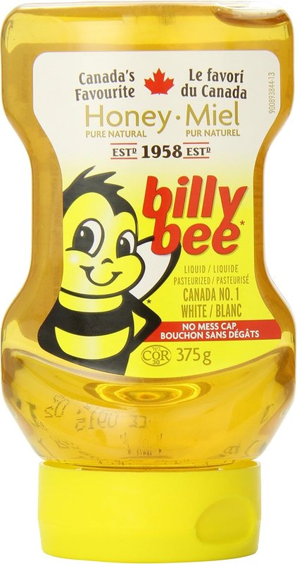 Billy Bee, Pure Natural Honey, Liquid White, Upside-down Squeeze, 375g Liquid White 375 g (Pack of 1)
