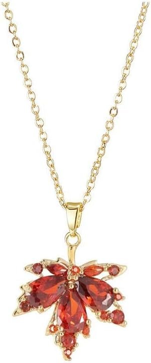 Canadian Maple Leaf Pendant Necklace Crystal Fall Maple Leaves Long Chain Necklace Jewelry Gift for Women B:red Maple Leaf