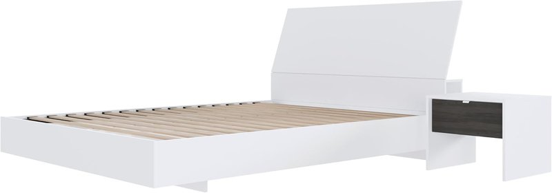 Nexera Porter 3-Piece Floating Platform Bedroom Set, White, Queen Queen White & Bark Grey