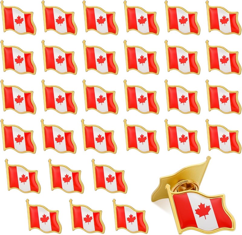 Guiqulai 30 Pcs Canadian Flag Pins, Canada Souvenirs Canada Flag Pins for Travel Maple Leaf Brooches Canadian Souvenirs Canadian National Lapel Badge for Men Women