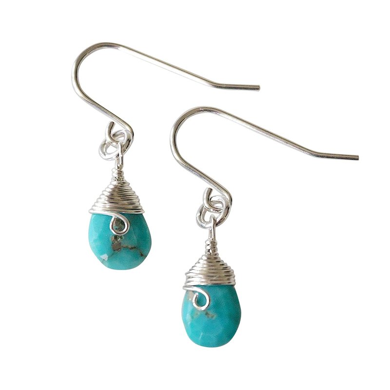 Designs by Nature Gems Turquoise Drop Earrings in Sterling Silver for Women, Made in Canada