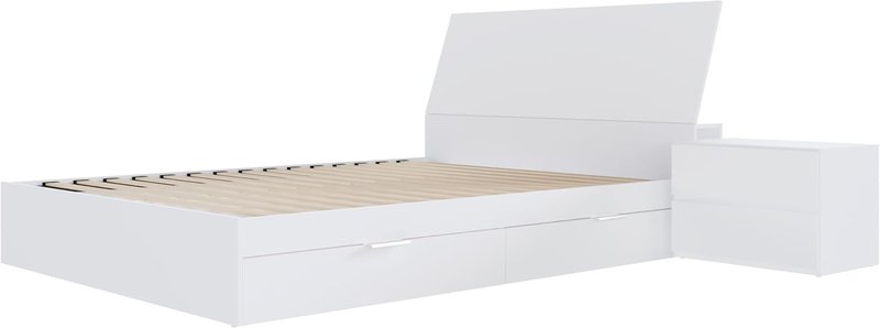 Nexera Porter 3-Piece Dual Storage Bedroom Set, White, Queen Queen White