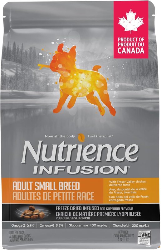 Nutrience Infusion Adult Small Breed Dog Food, 5 kg (11 lbs), Freeze-Dried Canadian Chicken, Dry Dog Food, Nourriture Pour Chien, Manger Pour Chien