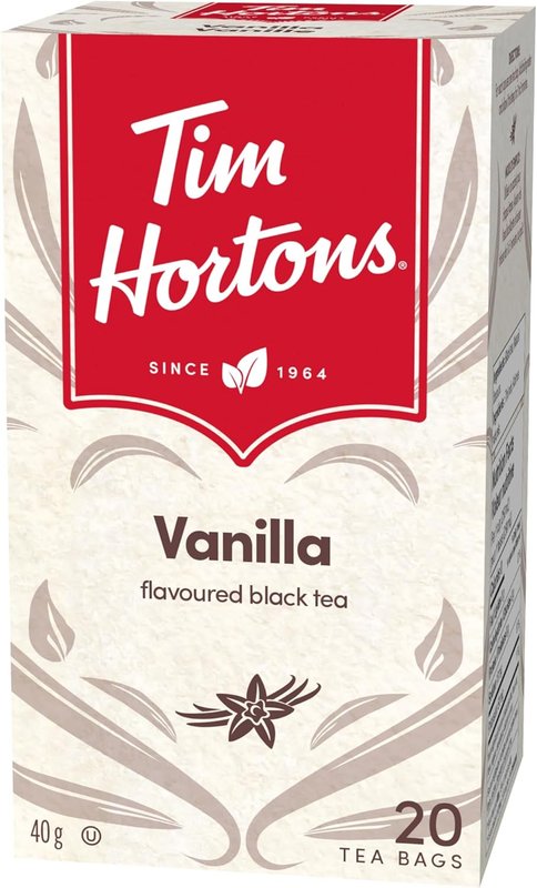 Tim Hortons Vanilla Black Tea Bags, Flavoured Black Tea, 20 Count