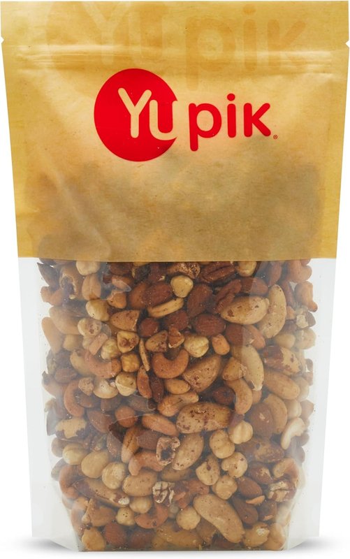 Yupik Deluxe Roasted Unsalted Nut Mix, 1kg, Vegan, Gluten Free, Cholesterol Free, Salt Free, A Blend of Brazil Nuts, Almonds, Cashews, Hazelnuts & Pecans, Healthy Snacks Unsalted 1 kg (Pack of 1)