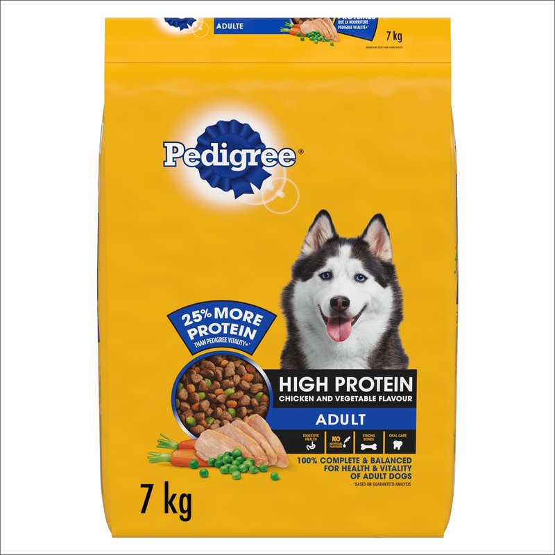 PEDIGREE High Protein Dry Food for Adult Dogs – Chicken & Vegetable Flavour – Calcium Supports Strong Bones and Healthy Teeth, 7kg Bag