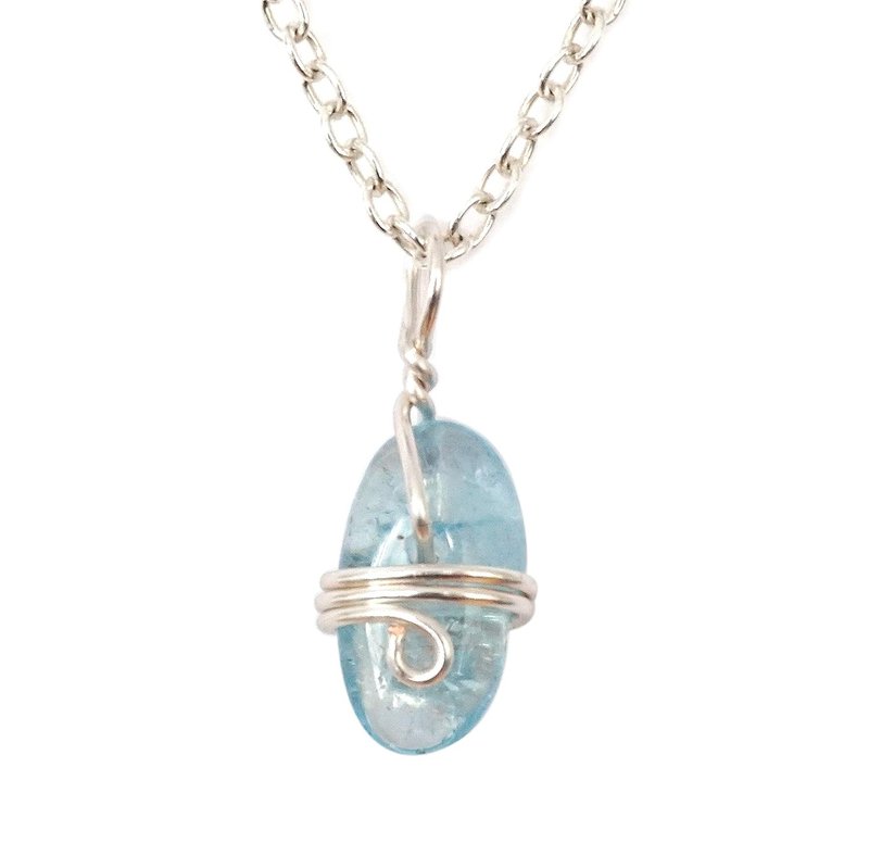 Designs by Nature Gems Blue Aquamarine Necklace, March Birthstone Jewelry, With 18 Inch Silver Plated Brass Chain, Genuine Raw Crystal, Handmade in Canada silver-plated