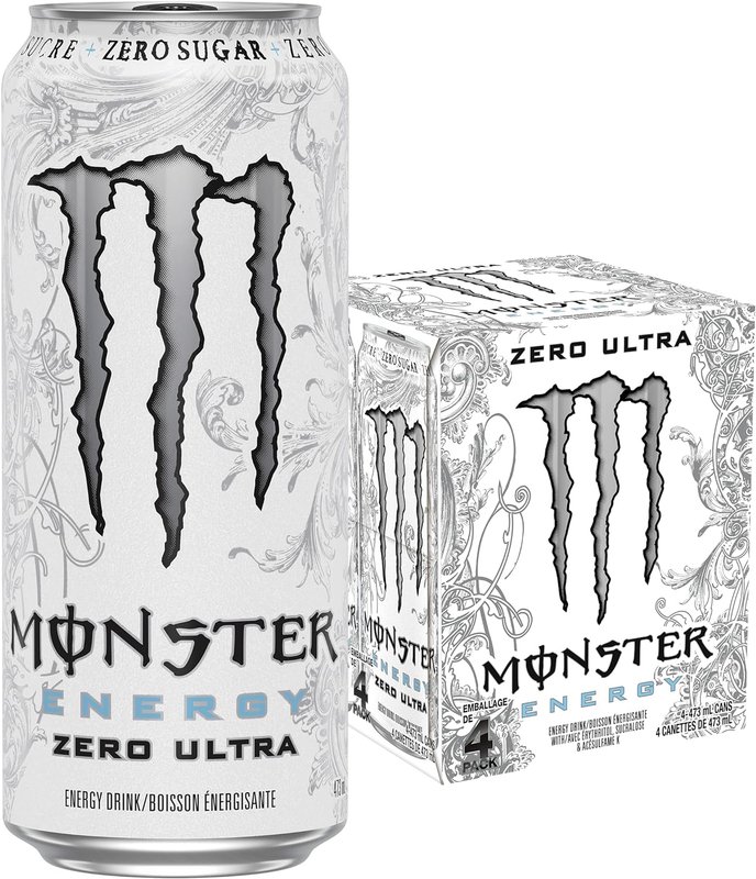 Monster Energy, Zero Ultra, 473mL Cans, Pack of 4 Ultra Zero