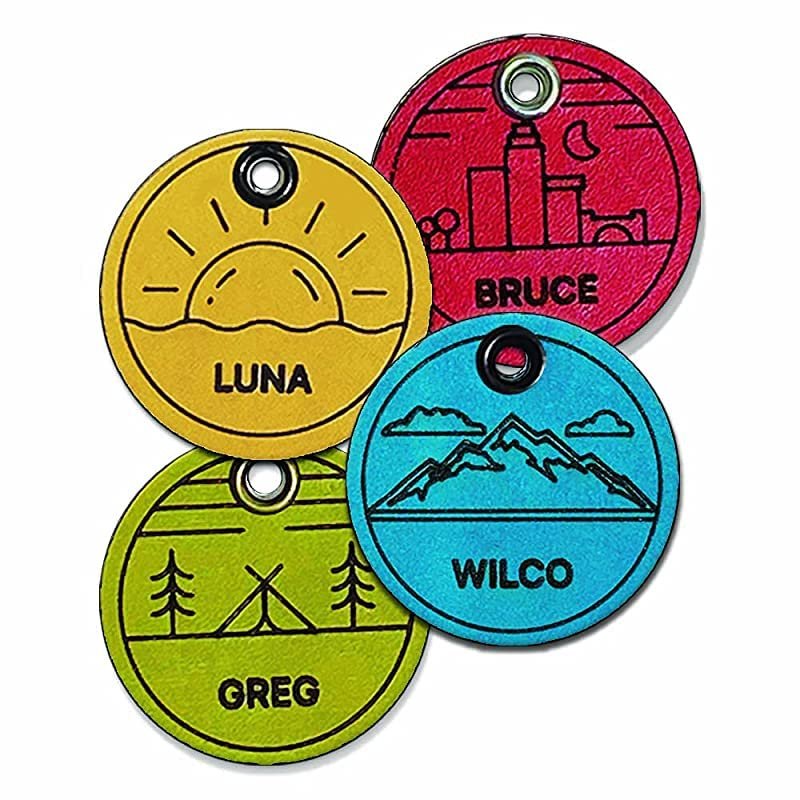 Wilco Supply Company - Custom Premium Themed Handcrafted Leather Pet Identification Tag for a Stylish, Durable and SILENT Alternative to Traditional Metal Dog Tags - Made in Canada