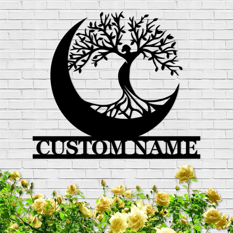 Dyoart Personalized Metal Sign, Custom Tree of life Metal Letters, Family Tree Wall Decor, Large Metal Wall Art Last Name Sign, Couples Wedding Gifts, Home Decor for Bedroom Living Room