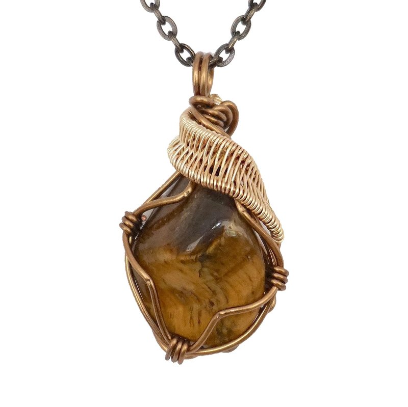 NEW Designs by Nature Gems Yellow Tiger's Eye Necklace, Gemini Birthstone Jewelry, With 24 Inch Chain Antique Bronze Chain, Genuine Raw Crystal, Handmade in Canada