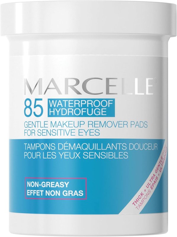 Marcelle Gentle Eye Make-Up Remover Pads, Sensitive Eyes, Waterproof Makeup Removal, Hypoallergenic, Fragrance-Free, Paraben-Free, Alcohol-Free, Cruelty-Free, 85 Pads