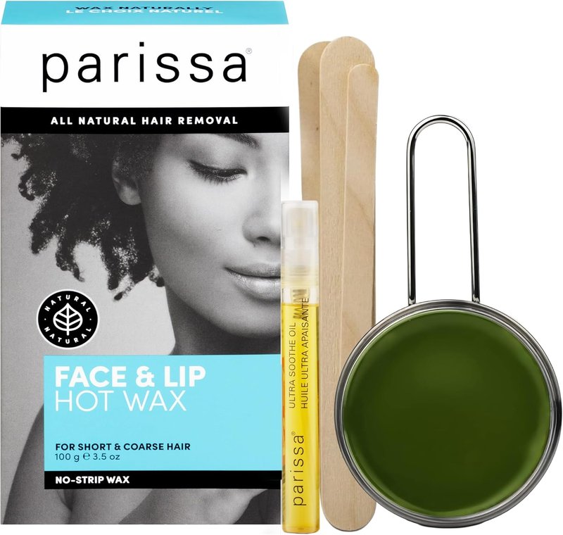 Parissa Face & Lip Hot Wax Kit | Made in Canada | No-Strip Hard Wax for Coarse Facial Hair, Natural & Cruelty-Free | At-Home Hair Removal for Sensitive Skin, Chin, Upper Lip & Face with Post-Wax Ultra Soothe Oil| 100g (3.5 Oz) 100 g (Pack of 1)