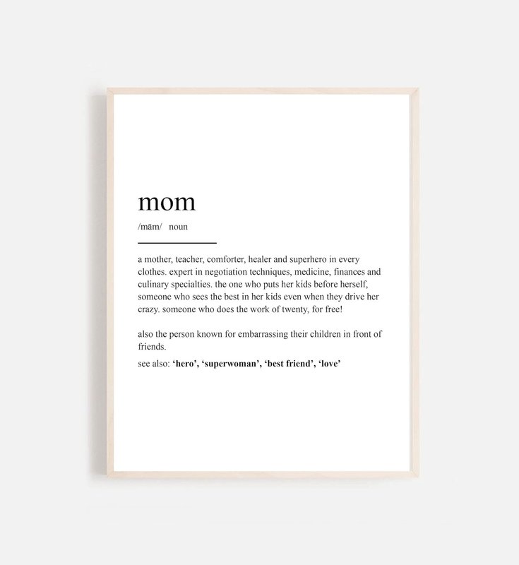 [SF Customizables] Mom Definition Print, Wall Art Prints, Poster, Framed Poster or Canvas, Quote Prints, Minimalist Print, Modern Art, Scandianvian Print (Poster Print, 11x14 Inches) Poster Print 11x14 Inches