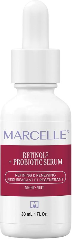 Marcelle Retinol³ + Probiotic Night Serum, Refining & Renewing, Vegan, Cruelty-Free, Non-Comedogenic, Oil-Free, Fragrance-Free, Paraben-Free, Hypoallergenic, 30 mL