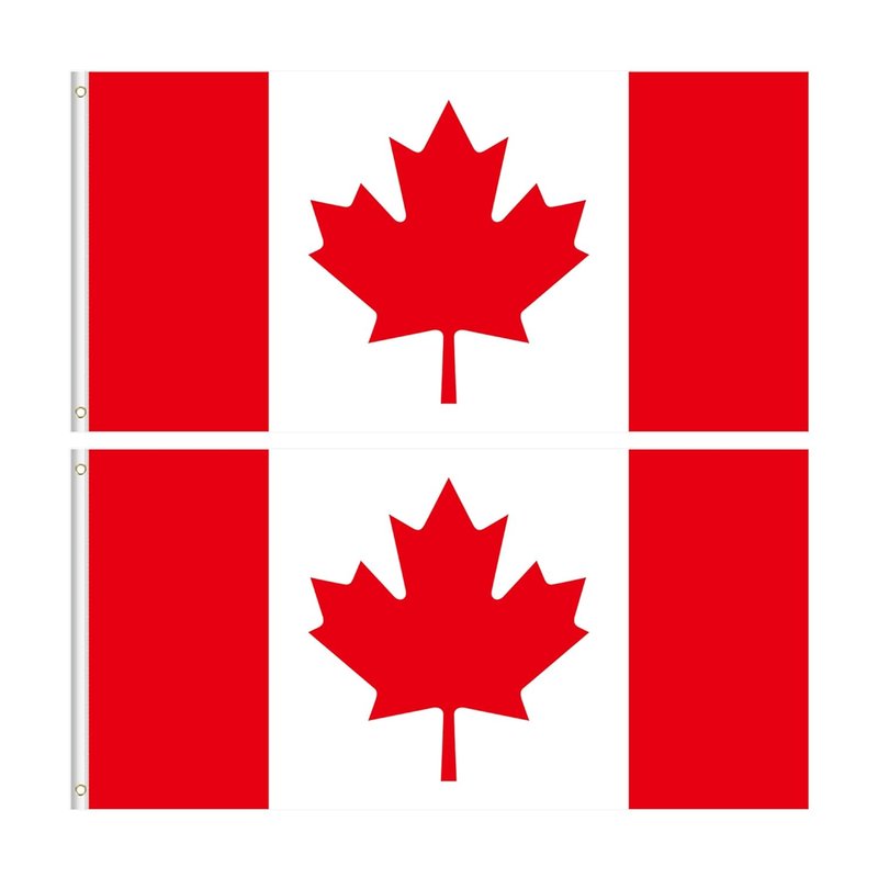 2 Pack Canada Flags 3 by 6 FT (36x72 Inch) Outdoor - Durable 100D Polyester, Vivid Color, UV & Fade Resistant, Official Standard Size - Four Rows Stitching for Longevity, Printed Maple Leaf, Brass Grommets - Ideal for Outdoor/Indoor Use, Canadian National Day, Home & Garden Decoration, Patriotic Display (36 x 72-in)