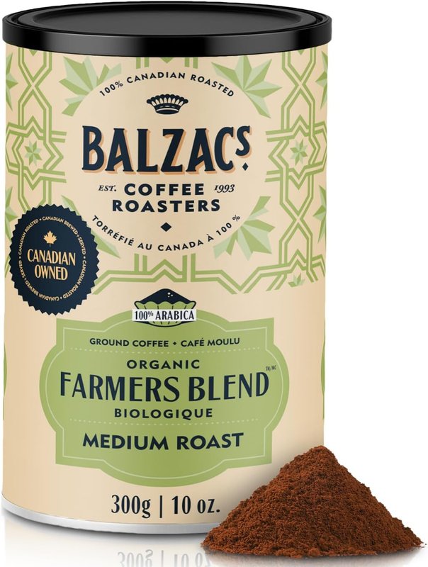 Balzac’s Coffee Roasters – Farmers’ Blend | Fairtrade Organic | Ground (For Filter Only) 100% Arabica Whole Bean Coffee | Filter Drip | Marble (Med/Dark) Roast | Bright & Complex | 300G, 10OZ. Farmers' Blend 300 g (Pack of 1)