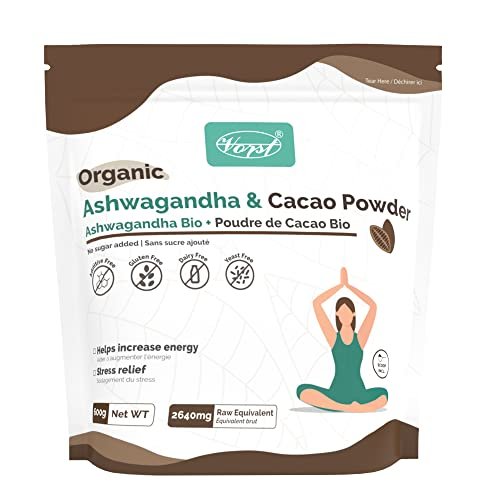 VORST Organic Ashwagandha Powder 2640mg With Cacao | 600g | Stress Relief & Energy | Low Carb & Calorie | Superfood Supplement | Hot Chocolate Mix | Root Powder for Drinks | Gluten-Free & Keto | For Men & Women
